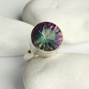 Large 7ct Mystic Topaz Ring in Sterling Silver size 8